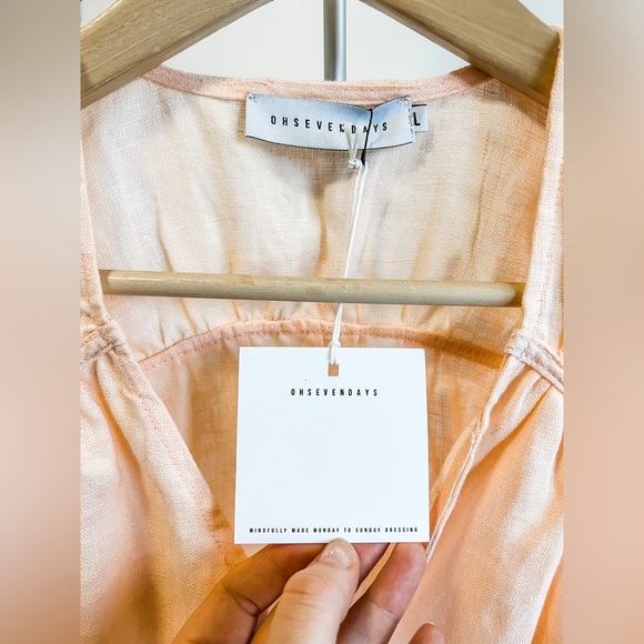 🍑Oh Seven Days🍑 Cropped Linen Top / Size L - Picture 4 of 8